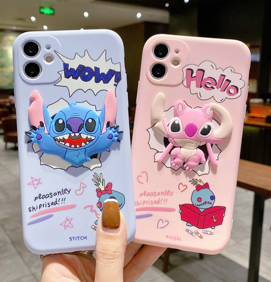 Suitable for iphone13 painted cartoon mobile phone case Apple 14promax Stitch is cute