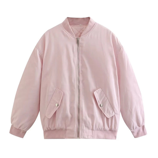 Loose zippered cotton jacket, flying jacket, women's small fragrant baseball jacket