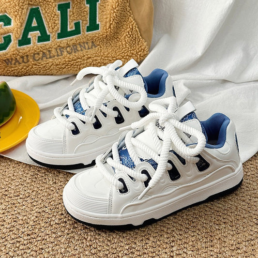 National trendy white shoes for men niche trendy thick soled sports sneakers for women